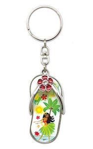 Keychain Slipper, Hula Maiden, Metal - The Hawaii Store