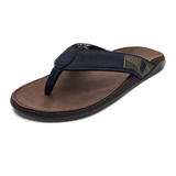 Olukai "Tuahine" Men's Trench Leather Sandal- Blue/Dark Wood