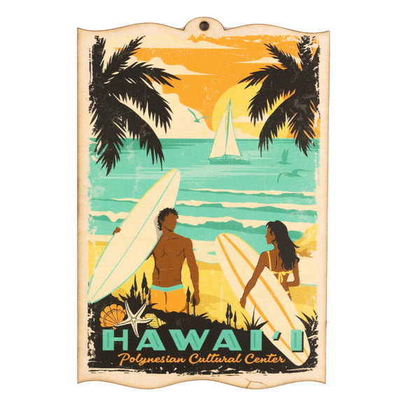 Polynesian Cultural Center Travel Poster on Wood