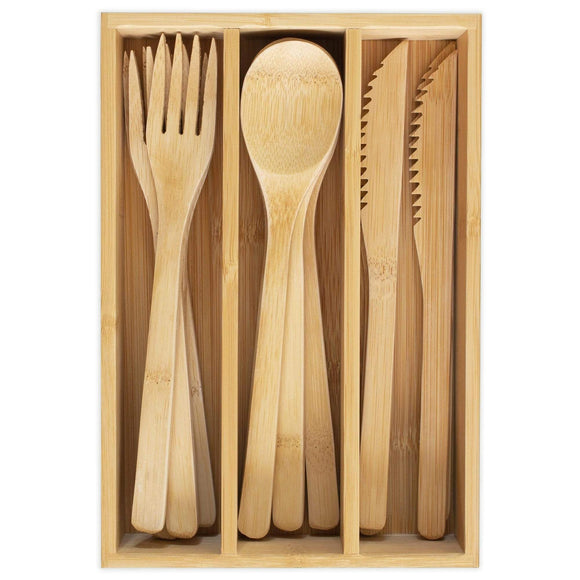 Bamboo Flatware Set w/Case 12p - Polynesian Cultural Center