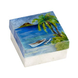 Kubla Crafts "Outrigger" Capiz Shell Box- 3" x 3" - The Hawaii Store