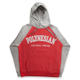 "Polynesian Cultural Center" 2-Tone Raglan Hoodie, Light Grey & Coral