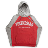 "Polynesian Cultural Center" 2-Tone Red and Gray Raglan Hoodie- 2XL