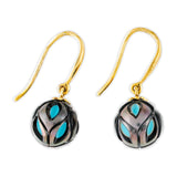 14-Karat Gold Tahitian Pearl and Turquoise Bead Earrings