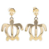 14K Gold Petro Honu Dangle Earrings with Push Back Closures