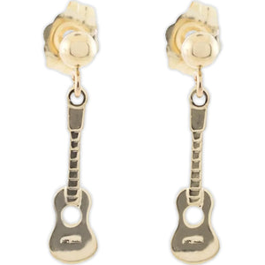 14K Gold Ukulele-Shaped Drop Earrings