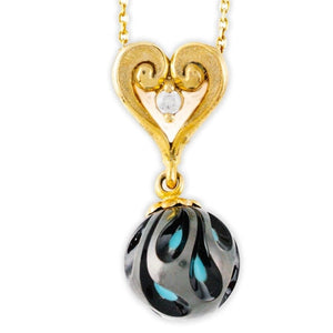 14K Gold "Enchantress" Heart Pendant with Galatea Pearl and Diamond Accent