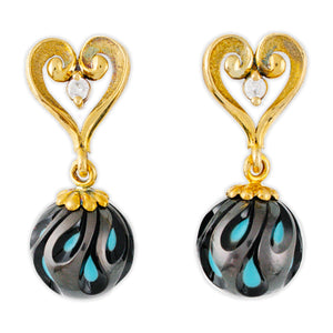 Tropical Creations 14K Gold Heart-shaped Tahitian Pearl Earrings