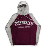 "Polynesian Cultural Center" 2-Tone Raglan Hoodie 2XL- Purple and Gray