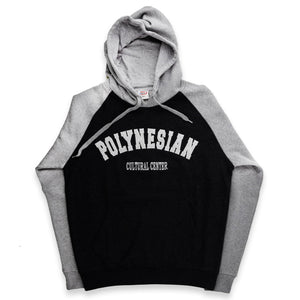 "Polynesian Cultural Center" 2-Tone Raglan Hoodie, Light Grey & Charcoal