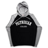 "Polynesian Cultural Center" 2-Tone Raglan Hoodie, Charcoal & Gray