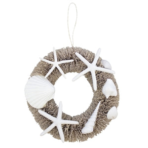 Beachcombers Bottle Brush Seashell Wreath