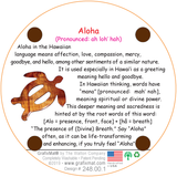 Underside of GrafixMat "Aloha" Cork Coaster with backstory