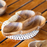 3-Compartment Solid Acacia Wood Leaf Tray