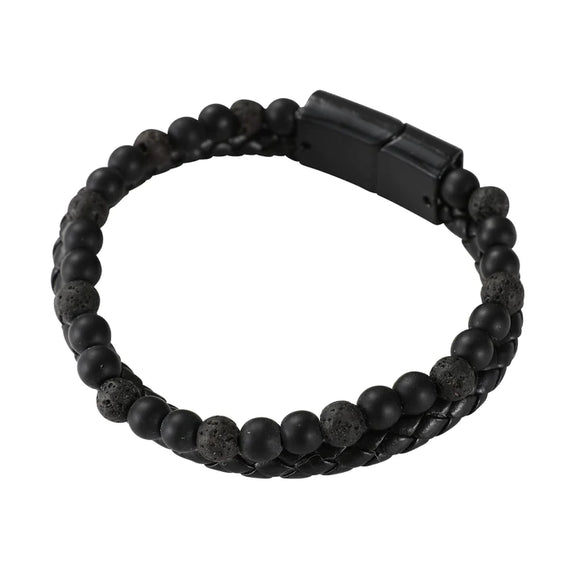 Mad Man Lava & Leather Men's Bracelet 