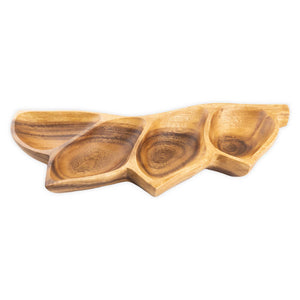 4-Compartment Bird of Paradise Acacia Wood Tray