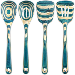 4-Piece" Mykonos" Birch Wood Cooking Utensil Set- Green