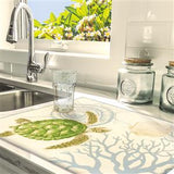 Island Heritage "Honu Voyage" Microfiber Drying Mat on Kitchen Counter