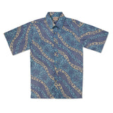 Go Barefoot "Floral Wave" Men's Aloha Shirt - Blue