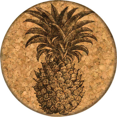 Grafixmat Laser-etched Pineapple Cork Coaster- 4.25