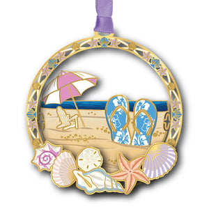 Beacon Design "FlipFlops in the Sand" Metal Ornament