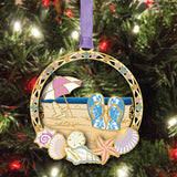 Beacon Design "FlipFlops in the Sand" Metal Ornament on Christmas Tree