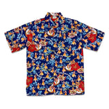 Go Barefoot "Hula Hands" Men's Aloha Shirt - Royal Blue