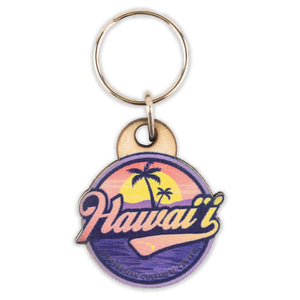 "Hawai'i" Chenille Wooden Keyring/Fob