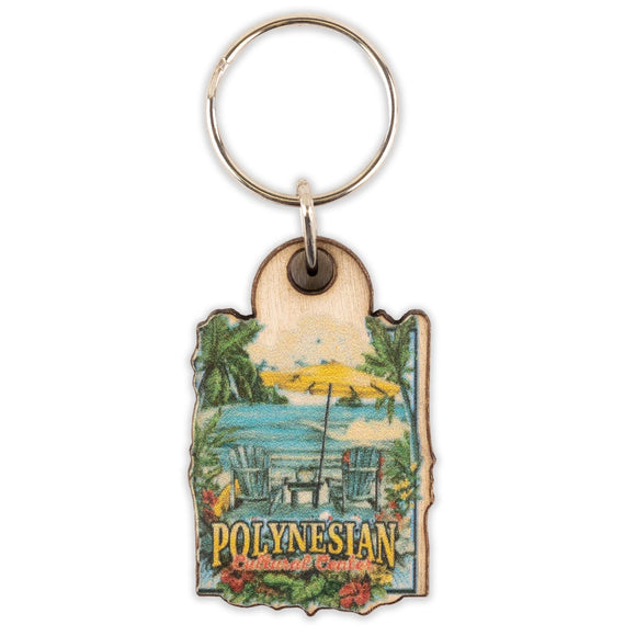 Polynesian Cultural Center Wooden Fob and Keyring