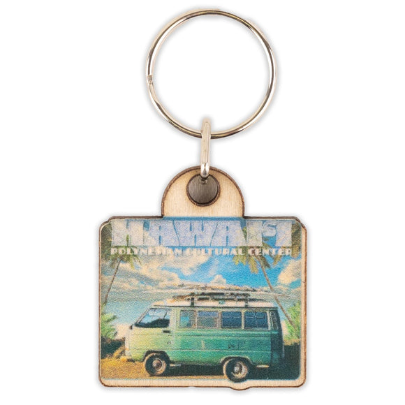 Beach Van Wooden Keyring/Fob