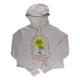 "Enjoy the Little Things" Women's Cropped Long Sleeve Hood- Gray