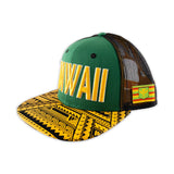 Side view of Hawaii Green & Yellow Flat Visor Ball Cap