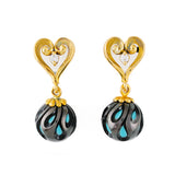 Tropical Creations 14K Gold Heart-shaped Tahitian Pearl Earrings