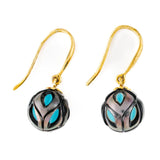 14-Karat Gold Tahitian Pearl and Turquoise Bead Earrings