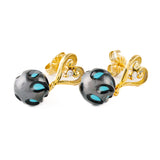 Tropical Creations 14K Gold Heart-shaped Tahitian Pearl Earrings