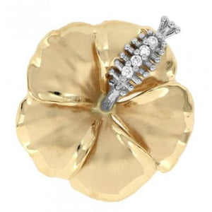 14K Gold with Diamonds Hibiscus Slider Pendant  