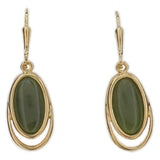 Ariki 22 Gold and Jade Oval Earrings 