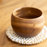 Acacia Wood Round Calabash Bowl on trivet