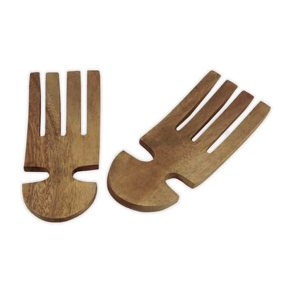 Acacia Wood Round Handle Salad Hands