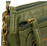 Ampere Creations 3-Way Crossbody/Wristlet Handbag- Dark Green