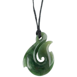 Ariki Nephrite Jade "Hei Matau" Fish Hook Pendant