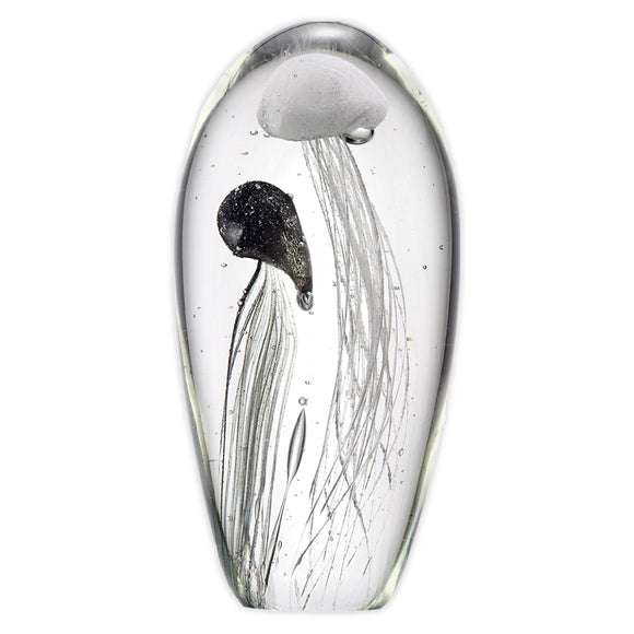 SPI White & Black Jellyfish Duo Glow in the Dark Art Glass 