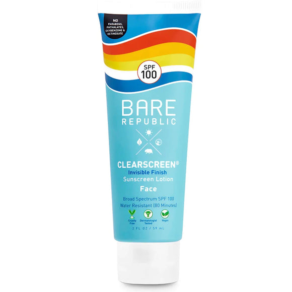 Bare Republic Clear Screen Face Lotion 2-ounce SPF100 