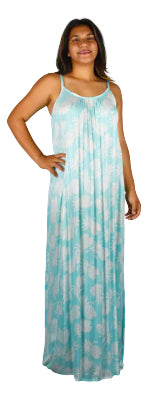  Long Pineapple Print Bali Dress- Aqua 