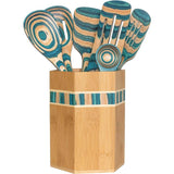 Totally Bamboo "Baltique Mykonos" Wood Cooking Utensil Holder with Utensils