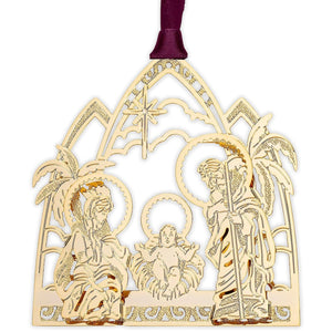 Beacon Design "Nativity" Brass with 24K Gold Christmas Ornament