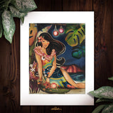 "Beautiful Wahine" Matted Print by Kat Reeder- 11" x 14"