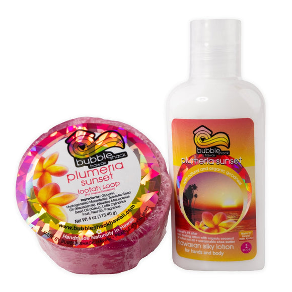 Bubble-Shack-Plumeria-Sunset-Lotion-and-Loofah-Gift-Set