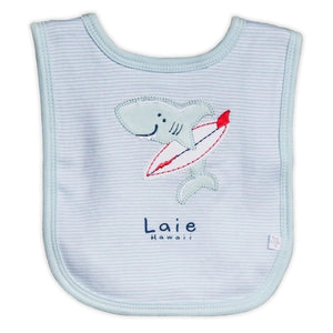 Earth Nymph Cotton "Surfing Shark" Laie, Hawaii Baby Bib