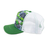 Side view of Polynesian Cultural Center "Falls" Ball Cap-Green & White